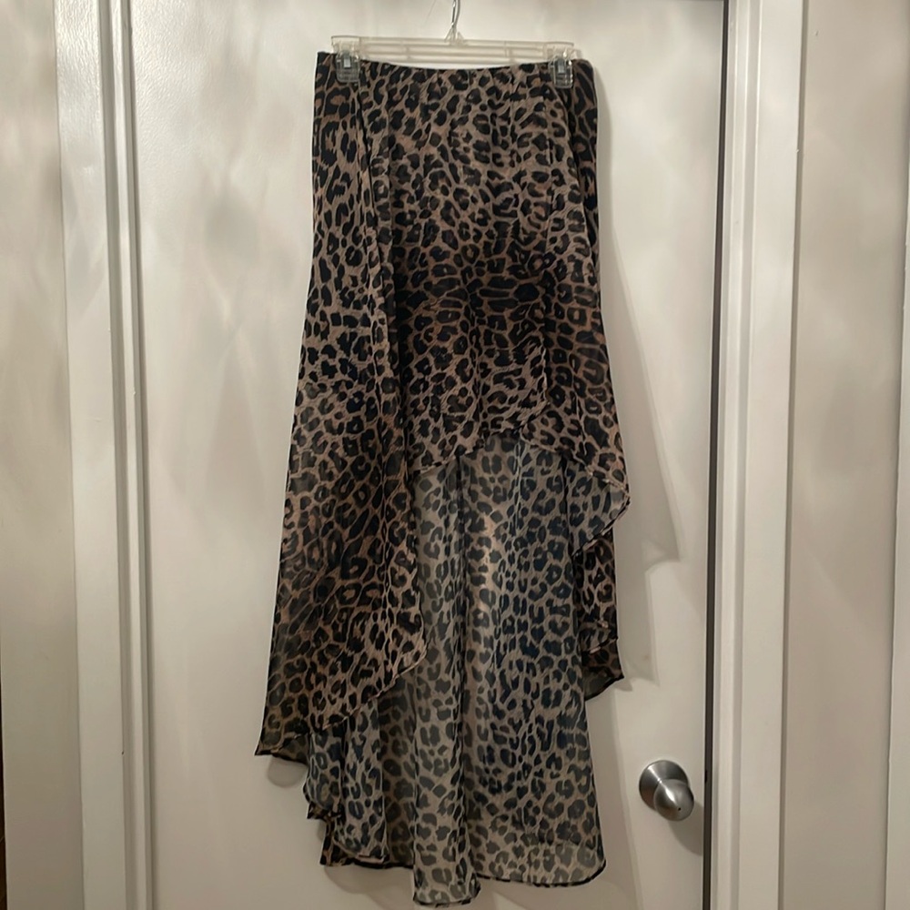 All Saints Hi Low Leopard Skirt